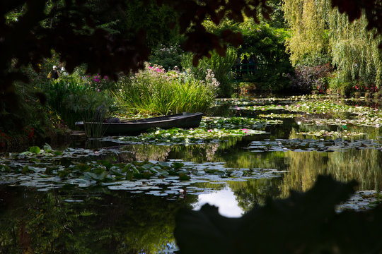 Famous pond with lilies in the garden of Claude Monet in Giverny, France.