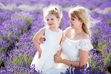 mother daughter at lavender field