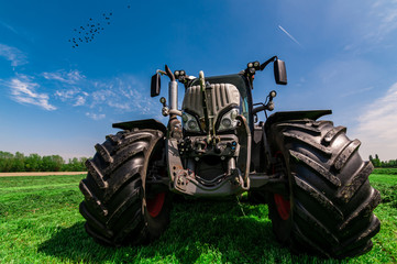 tractor working on a sunny day