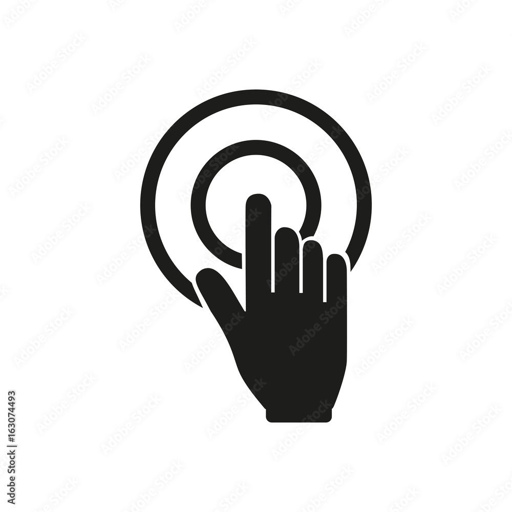 Poster hand touching button simple icon