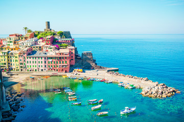 Beautiful Vernazza in Cinque Terre. One of five famous colorful villages of Cinque Terre National Park in Italy