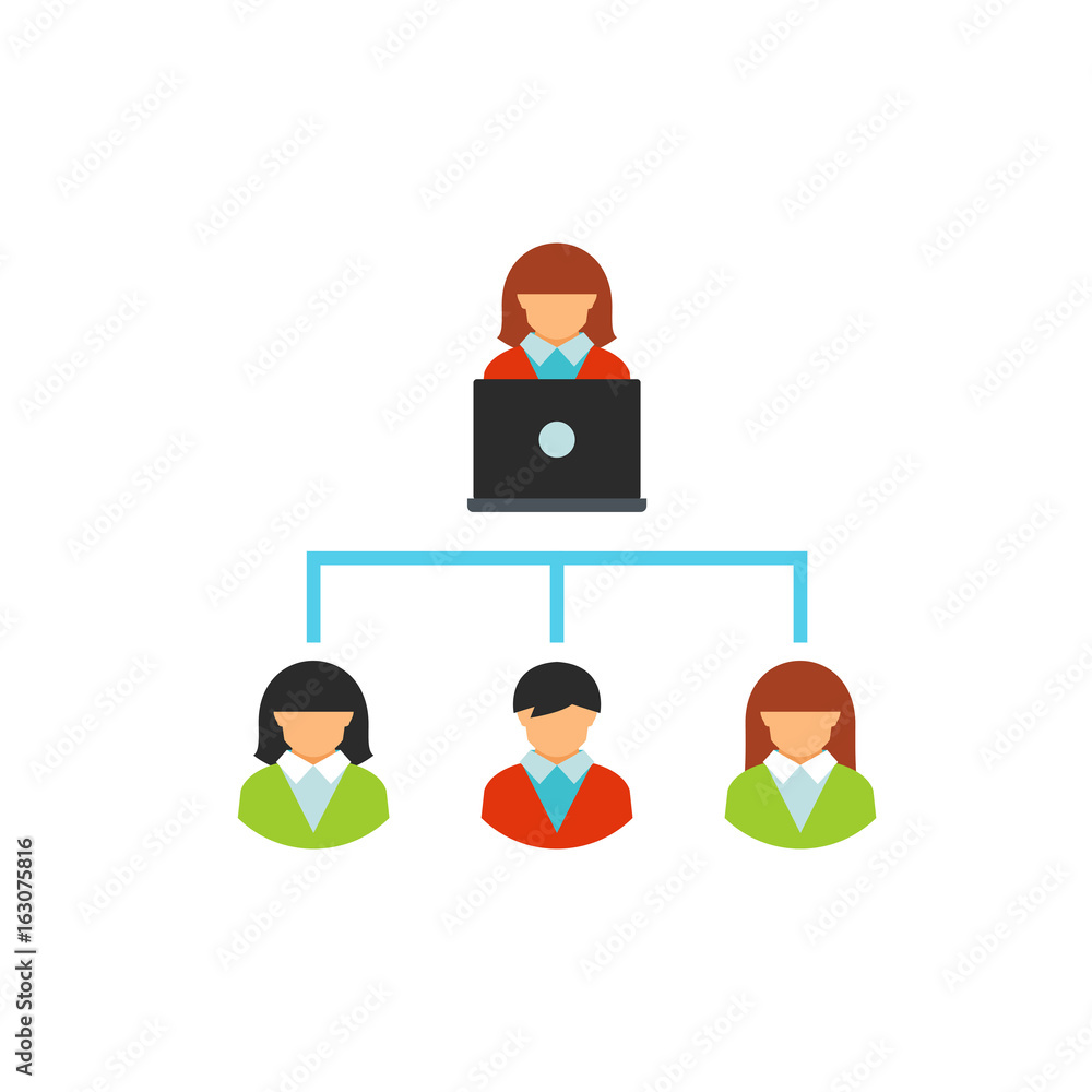 Poster scheme of relationship with clients icon