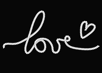 Decorative rope heart and word 