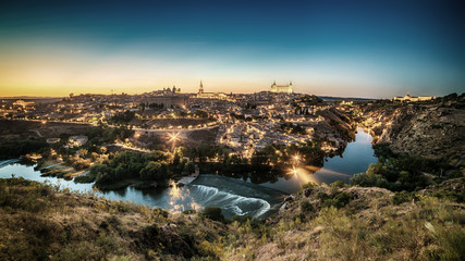 Fototapeta na wymiar Aerial top view of Toledo, historical capital city of Spain 