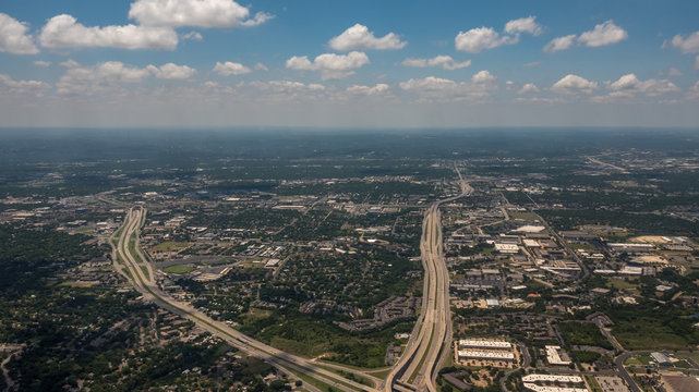 Aerial View of Large Highway system in Austin Texas