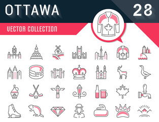 Set Vector Flat Line Icons Ottawa