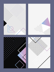 Posters with abstract forms, geometric style 80's, memphis. Retro-art for covers, banners, flyers and posters.