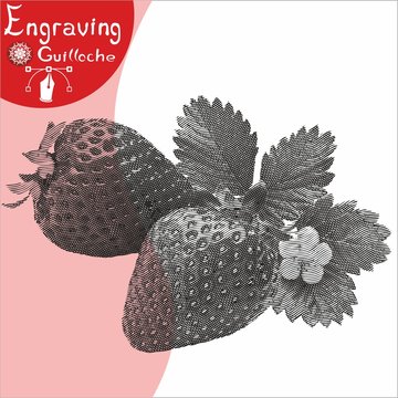 Strawberry Engraving, Engraved, Silkscreen