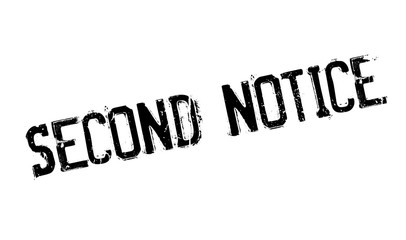 Second Notice rubber stamp. Grunge design with dust scratches. Effects can be easily removed for a clean, crisp look. Color is easily changed.