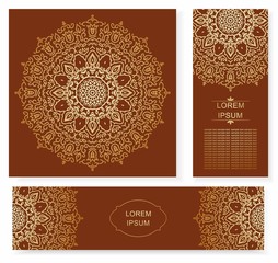 set card, flyer, banner with abstract ornament round mandala