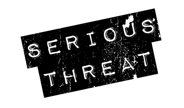 Serious Threat rubber stamp. Grunge design with dust scratches. Effects can be easily removed for a clean, crisp look. Color is easily changed.