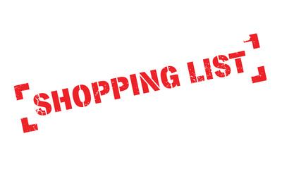 Shopping List rubber stamp. Grunge design with dust scratches. Effects can be easily removed for a clean, crisp look. Color is easily changed.