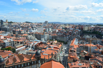Fototapeta na wymiar High City View from Clérigos Church Tower in Porto, Portugal