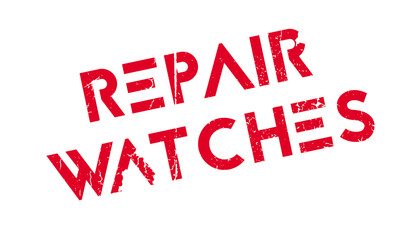 Repair Watches rubber stamp. Grunge design with dust scratches. Effects can be easily removed for a clean, crisp look. Color is easily changed.