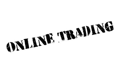 Online Trading rubber stamp. Grunge design with dust scratches. Effects can be easily removed for a clean, crisp look. Color is easily changed.