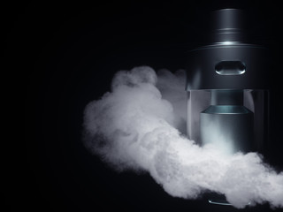 Vaping atomizer wrapped with white vape isolated. 3d render