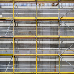 scaffolding on building facade , construction site