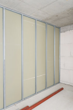 Construction site, drywall installation