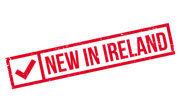 New In Ireland rubber stamp. Grunge design with dust scratches. Effects can be easily removed for a clean, crisp look. Color is easily changed.