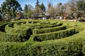 Green Labyrinth Hedge Maze (Labirinto Verde) at Main Square - Nova Petropolis, Rio Grande do Sul, Brazil
