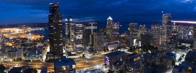 Seattle City Night Panorama