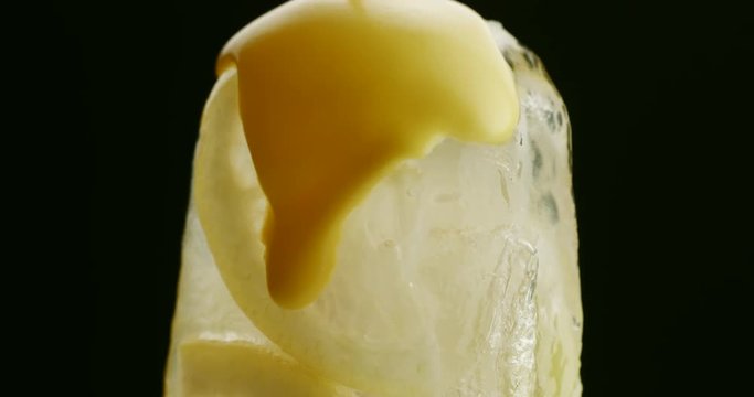 lemon ice cream frozen juse closeup