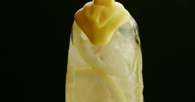 lemon ice cream frozen juse closeup