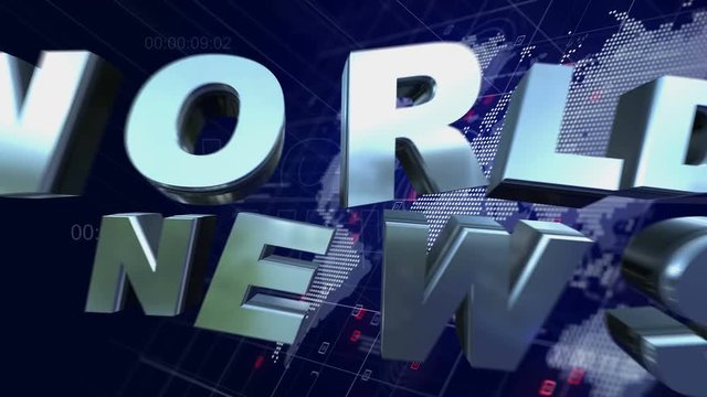 World News 3D Broadcast Animation Blue World Map Background 4K