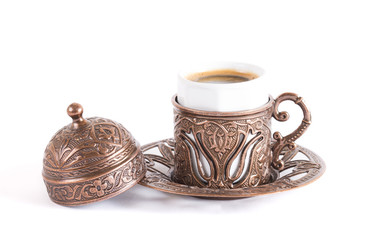 traditional turkey coffe on white background