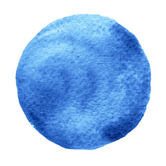 Watercolor blue circle on white background