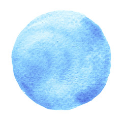 Watercolor blue circle on white background
