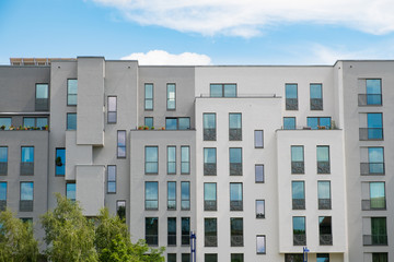 Modern apartment building facade , new apartment buildings exterior