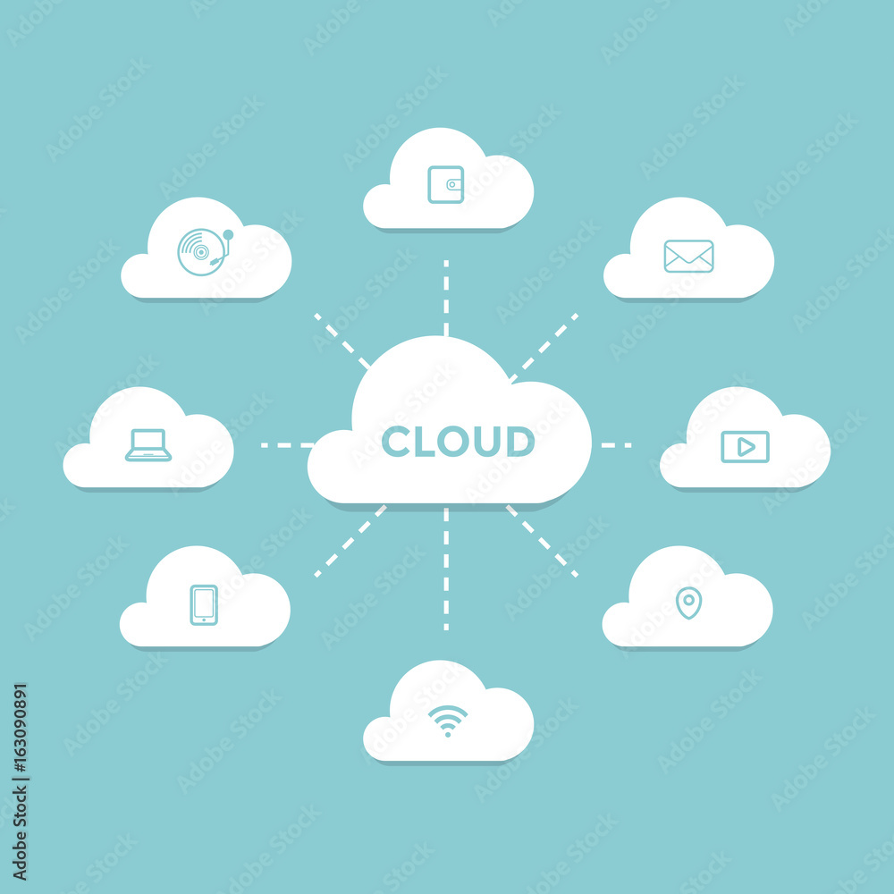 Poster cloud network computing technology abstract. vector