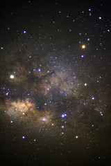 Close up of Milky way galaxy. Long exposure photograph.With grain