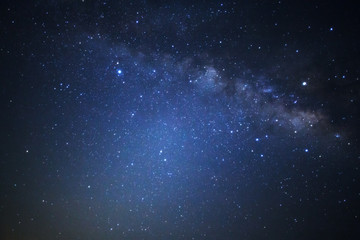 Milky way galaxy. Long exposure photograph.With grain