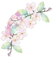 Watercolor spring flowers, blossom hand painted clip art, wedding invitations, bridal shower