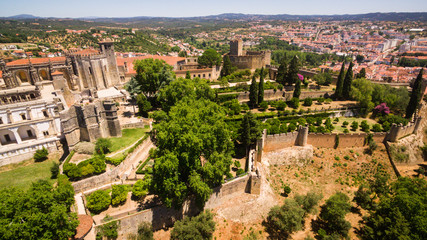 Fototapeta na wymiar Aerial view of monastery Convent of Christ in Tomar, Portugal
