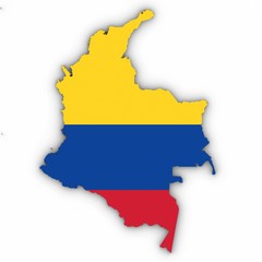 Obraz premium Colombia Map Outline with Colombian Flag on White with Shadows 3D Illustration