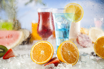 Variety of cold drinks, Summer  