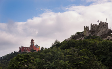 Fototapeta na wymiar Sintra. Castelo dos Mouros and Palácio Nacional da Pena