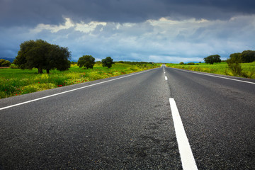 landscpae with road and heavy clouds