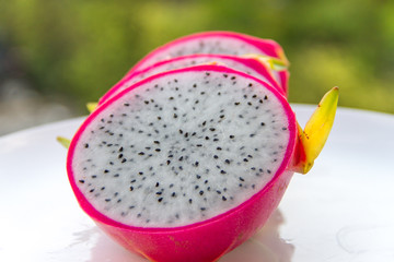 dragon fruit slice on dish