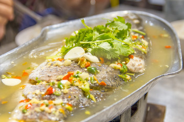 Steamed snapper Place on pan