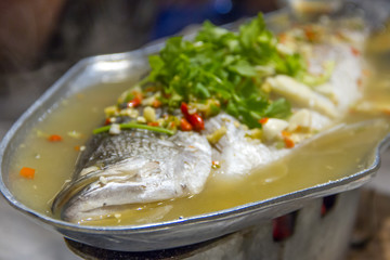 Steamed snapper Place on pan
