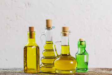 Olive oil  on the wooden table