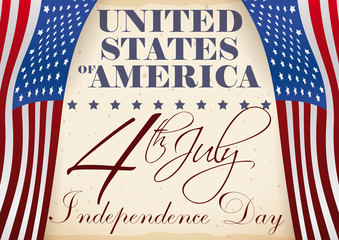 Reminder Date for American Independence Day with Flags like Curtains, Vector Illustration
