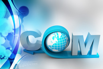 globe with word dot com