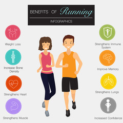 benefits of running Infographics. Illustration EPS 10 vector.