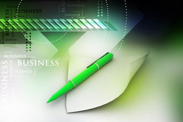 Blank note paper with pen