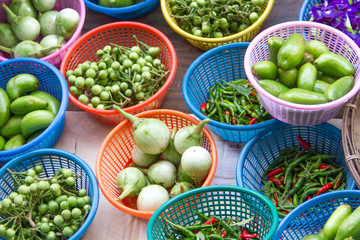 vegetables place  in  basket